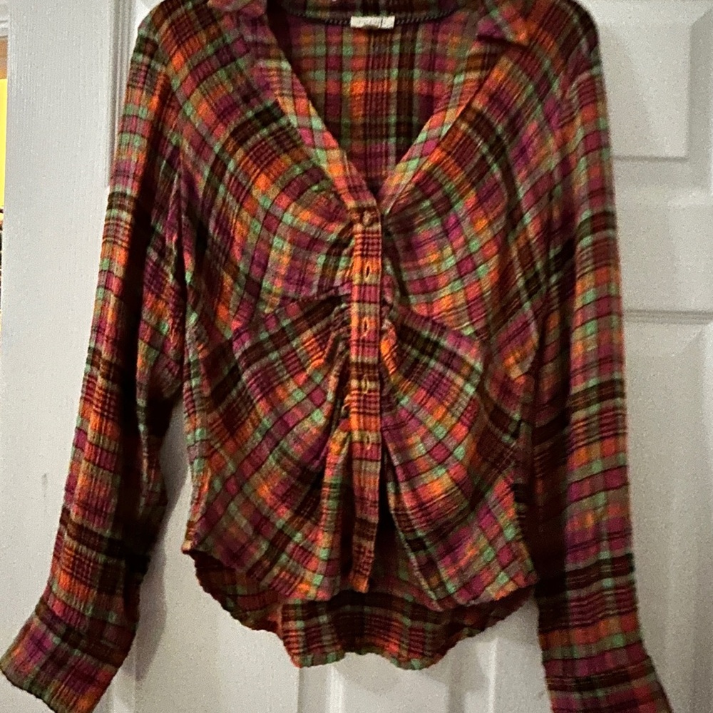 Pilcro Colorful Plaid Button Down Shirt